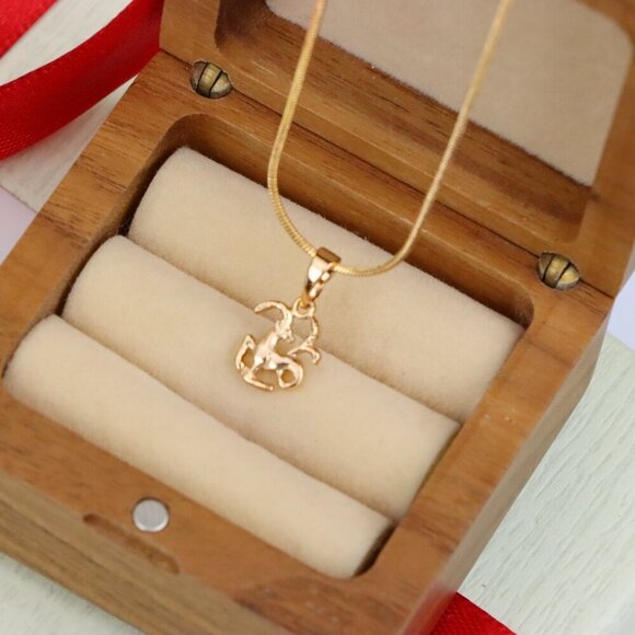 "Capricorn Zodiac Rose Gold Pendant Elegant Charm, XPPT1471 - Picture 8 of 13